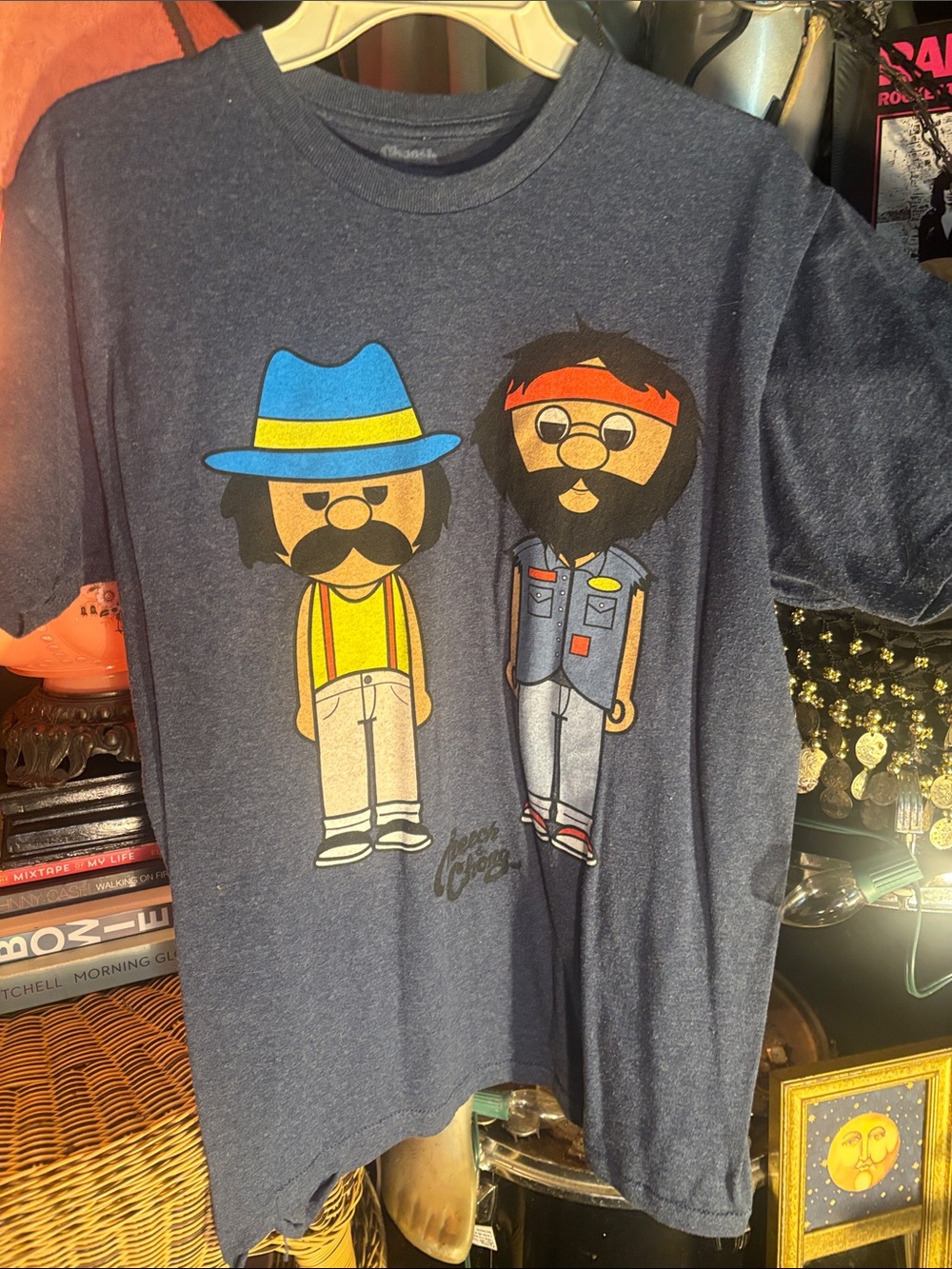 Cheech and Chong Graphic Tee - Navy Blue Cartoon Characters